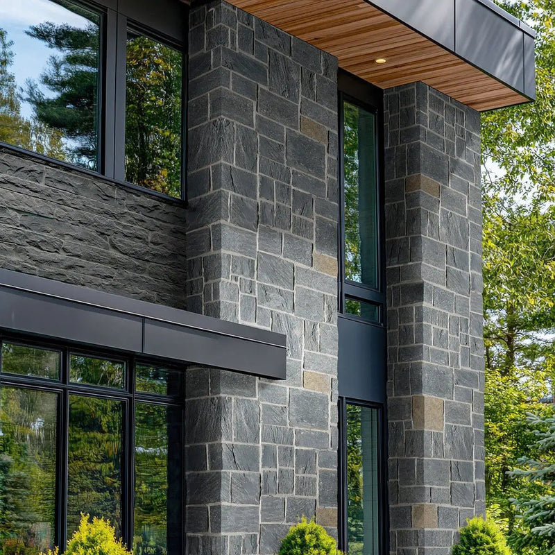 Midnight Canyon Ledgestone Natural Limestone Pavers COR in a finished room