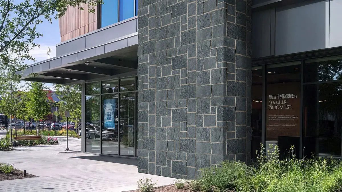 Midnight Canyon Squares Rectangles Natural Limestone Pavers in a finished room