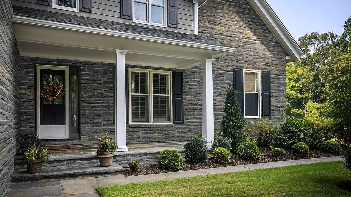 Avalon Bay Ledgestone Natural Marble Pavers in a finished room