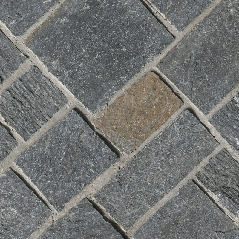 Avalon Bay Squares Rectangles Natural Marble Pavers angled view
