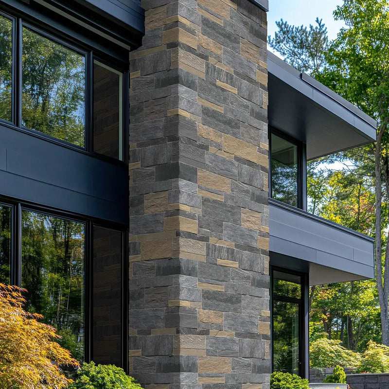 Metuchen Hills Sawn Ashlar Tumbled Marble Pavers in a finished room