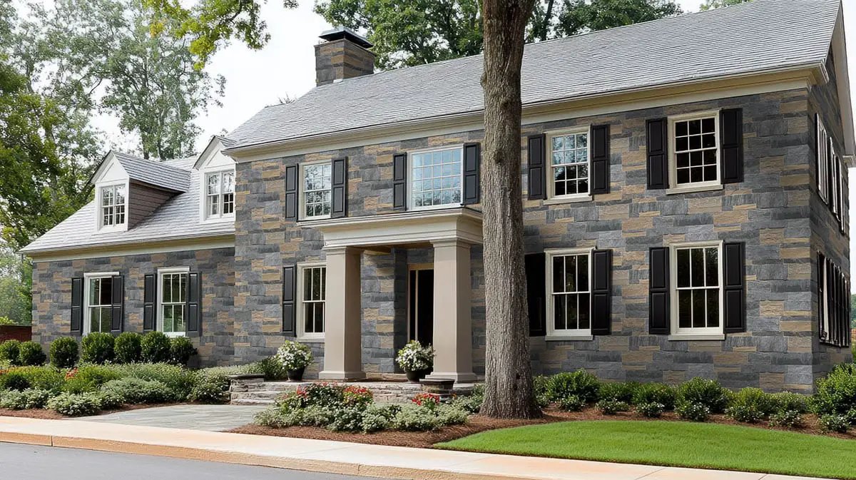 Metuchen Hills Sawn Ashlar Tumbled Marble Pavers in a finished room