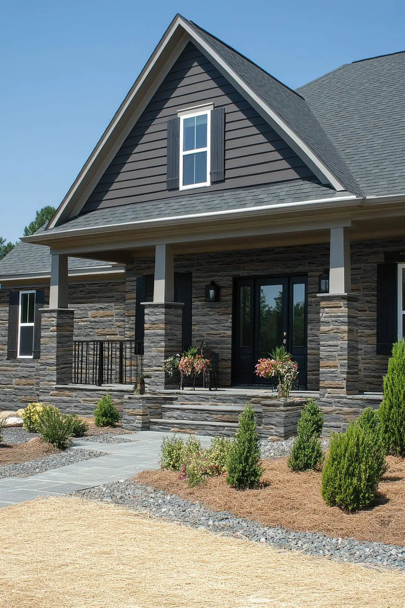 Metuchen Hills Ledgestone Split Face Marble Pavers in a finished room