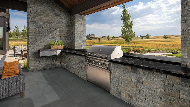 Colorado Springs Rockland Ledgestone Split Face Quartzite Pavers Split Face in a finished room