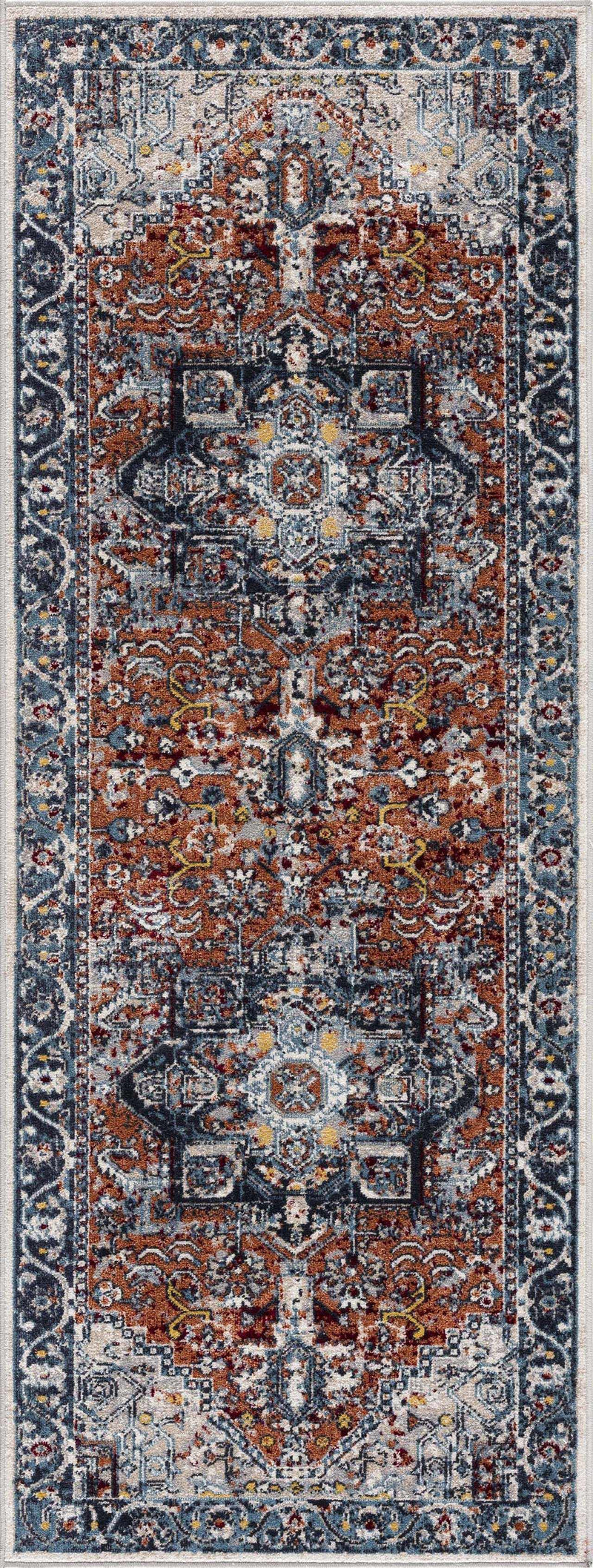 Cabacungan Blue & Rust Washable Area Rug - Clearance by Boutique Rugs