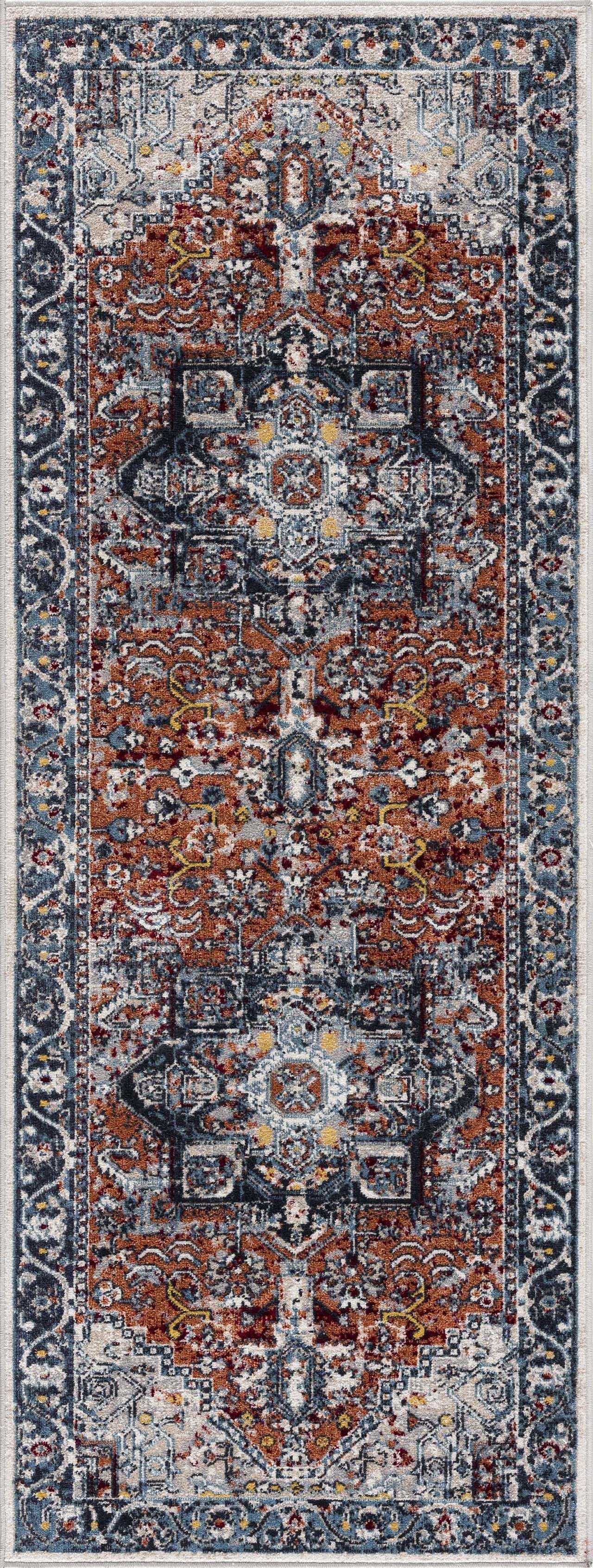 Cabacungan Blue & Rust Washable Area Rug by Hauteloom