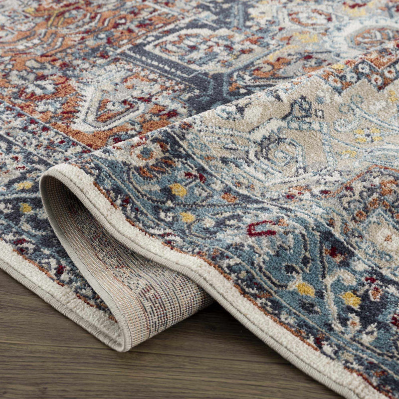 Cabacungan Blue & Rust Washable Area Rug - Clearance by Boutique Rugs