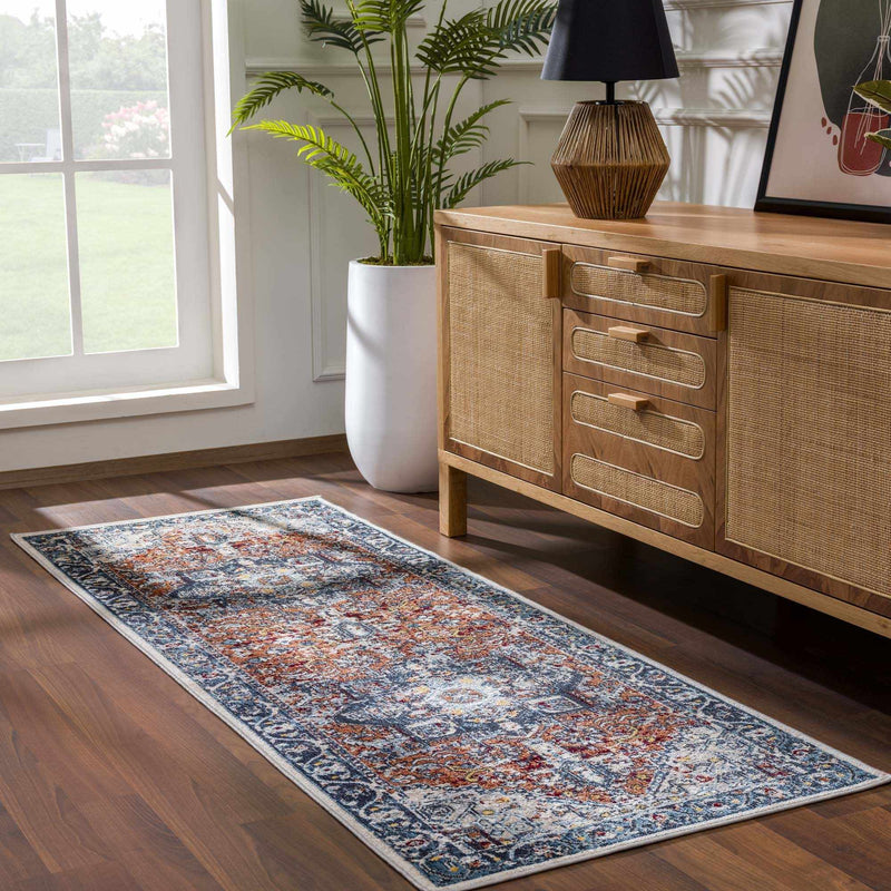 Cabacungan Blue & Rust Washable Area Rug - Clearance by Boutique Rugs