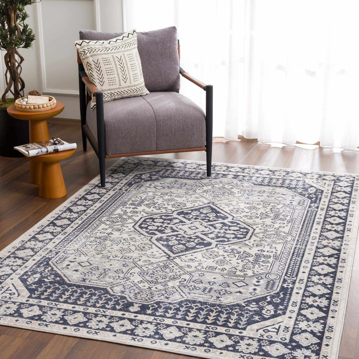 Cabacungan Cream & Gray Washable Area Rug - Clearance by Boutique Rugs