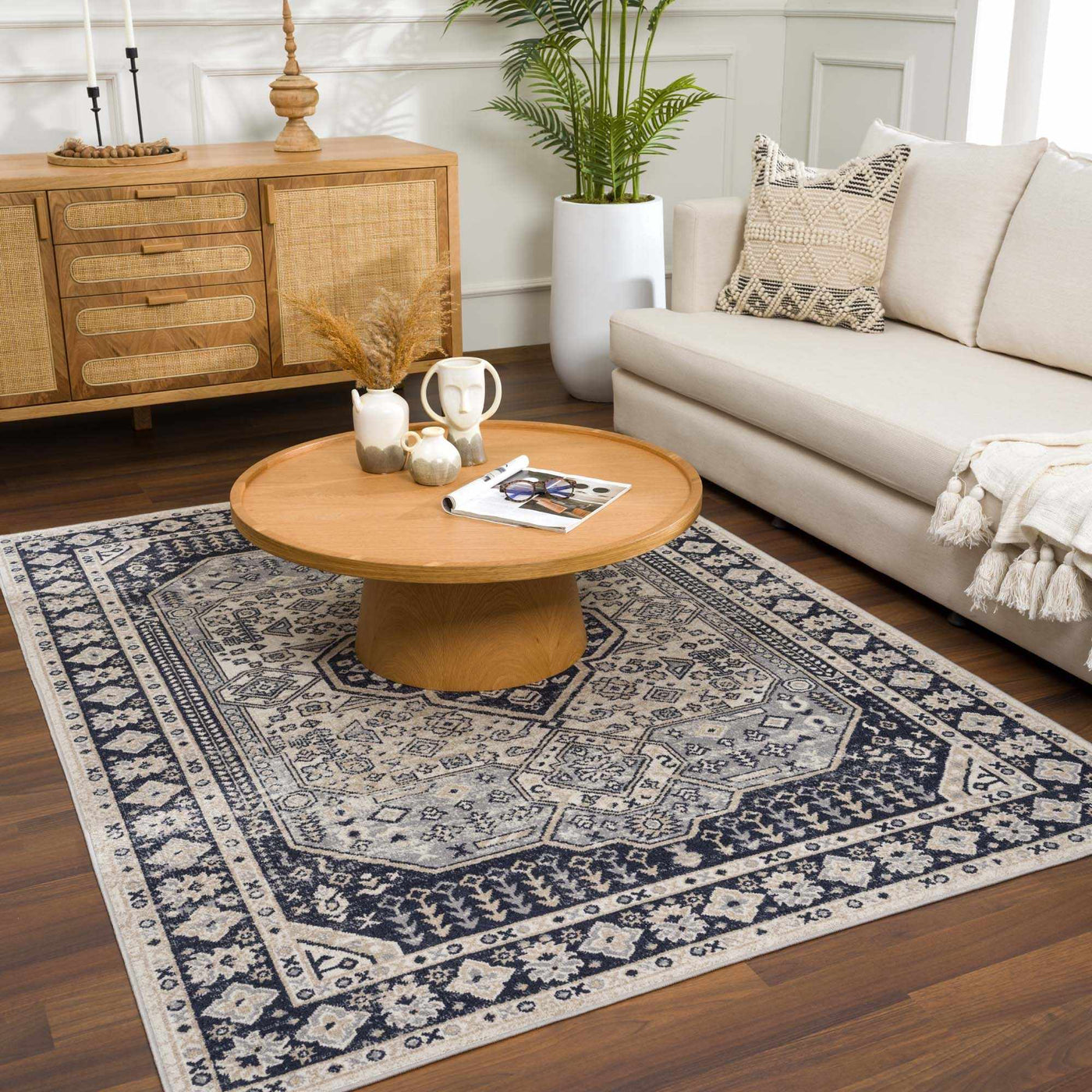 Cabacungan Cream & Gray Washable Area Rug - Clearance by Boutique Rugs