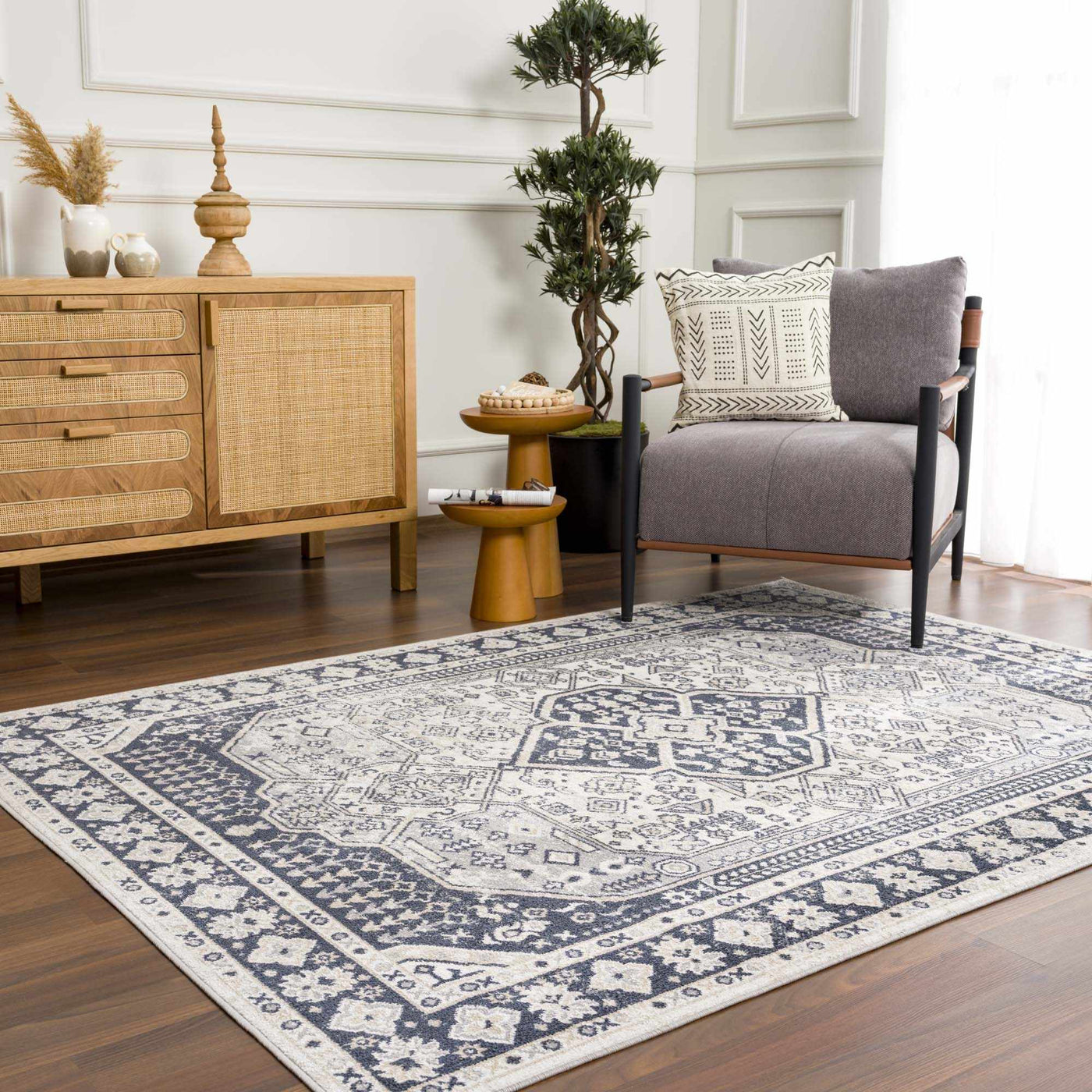 Cabacungan Cream & Gray Washable Area Rug - Clearance by Boutique Rugs
