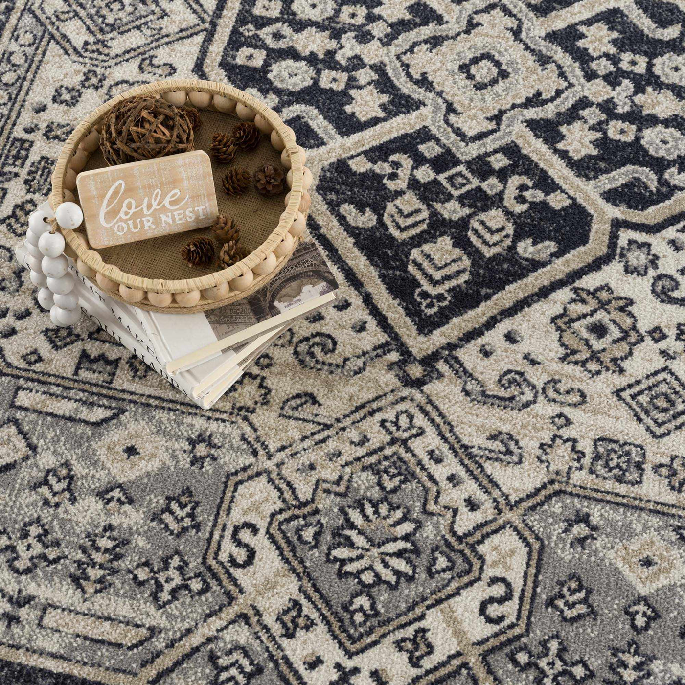 Cabacungan Cream & Gray Washable Area Rug - Clearance by Boutique Rugs
