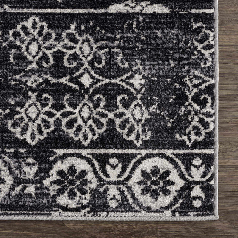 Kahraman Black & White Washable Rug - Clearance by Boutique Rugs