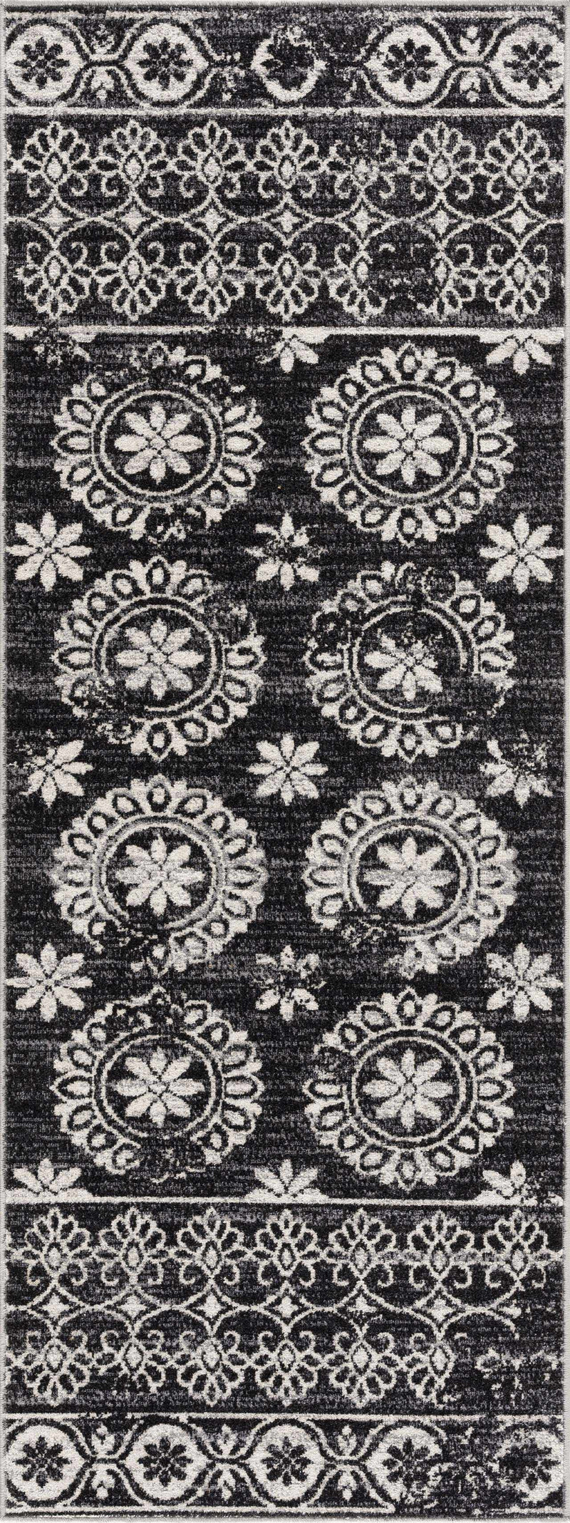 Kahraman Black & White Washable Rug - Clearance by Boutique Rugs