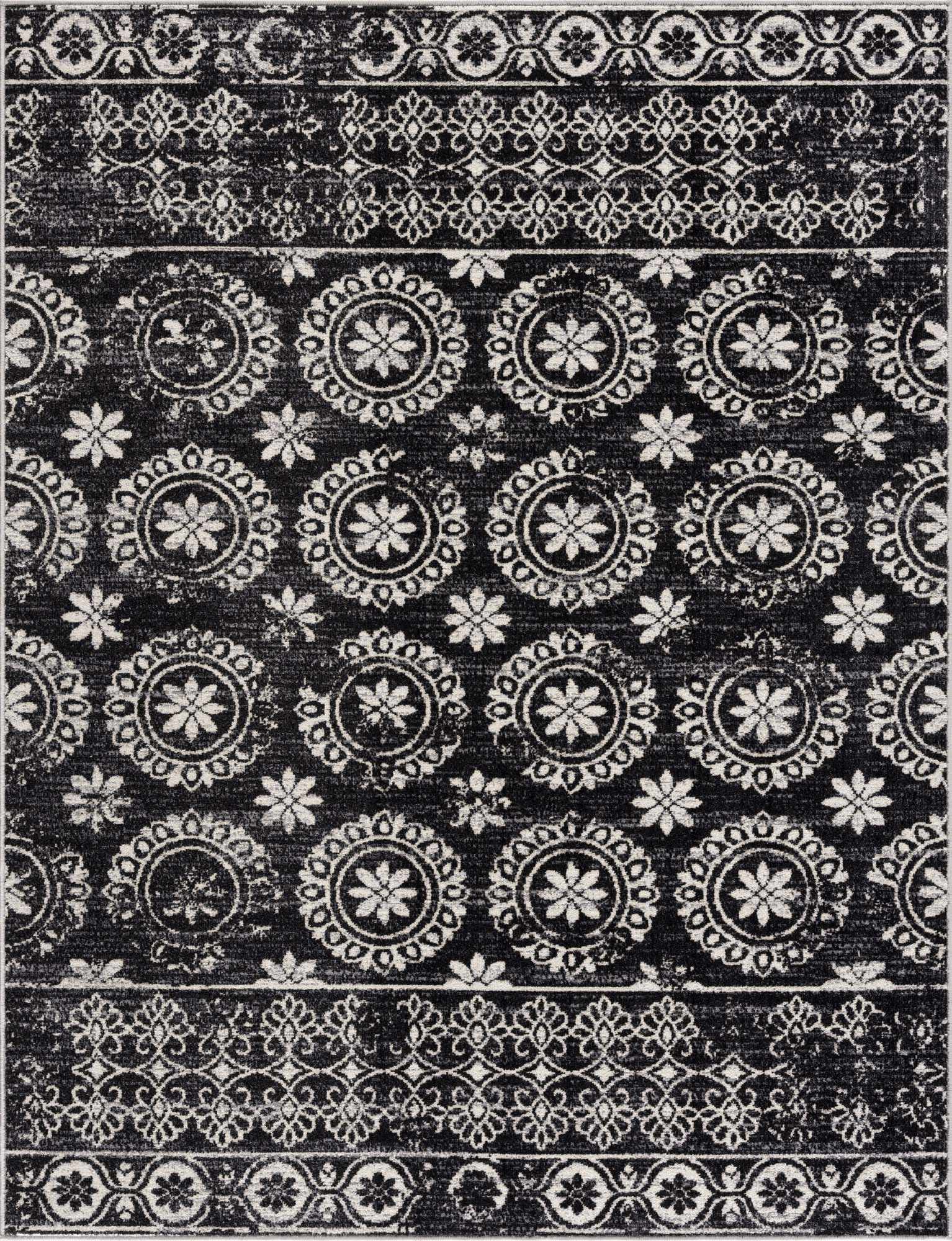 Kahraman Black & White Washable Rug - Clearance by Boutique Rugs