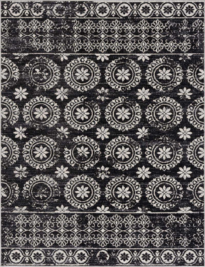 Kahraman Black & White Washable Rug - Clearance by Boutique Rugs