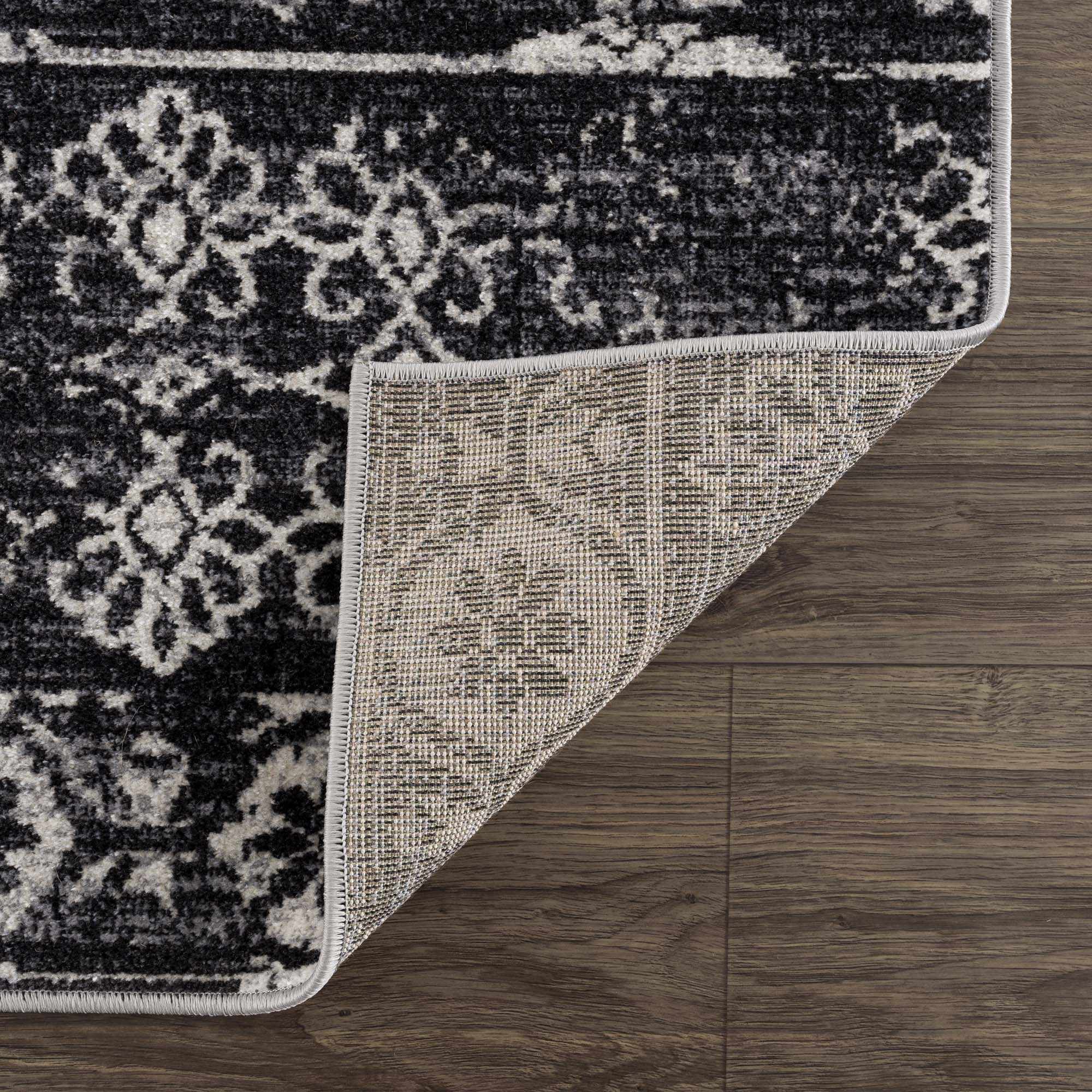 Kahraman Black & White Washable Rug - Clearance by Boutique Rugs