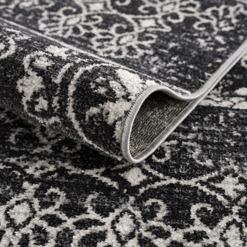 Kahraman Black & White Washable Rug - Clearance by Boutique Rugs