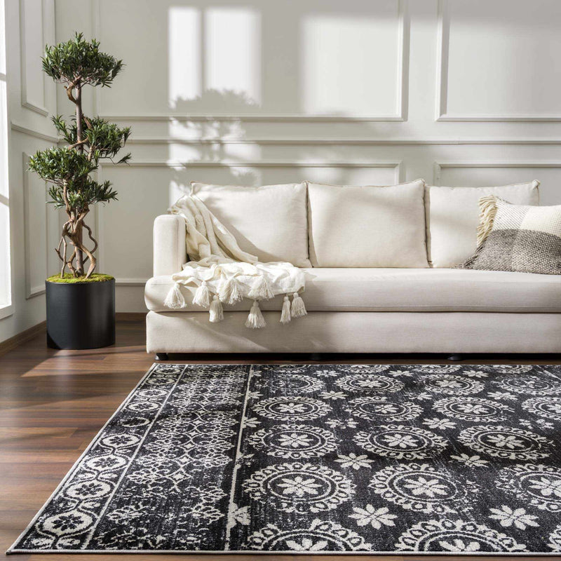 Kahraman Black & White Washable Rug - Clearance by Boutique Rugs