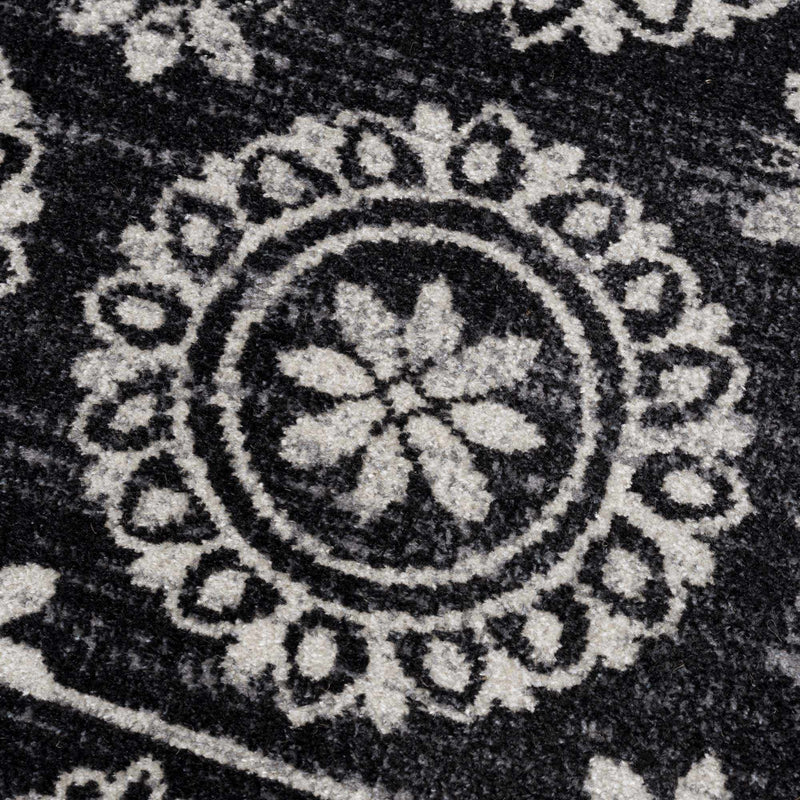 Kahraman Black & White Washable Rug - Clearance by Boutique Rugs