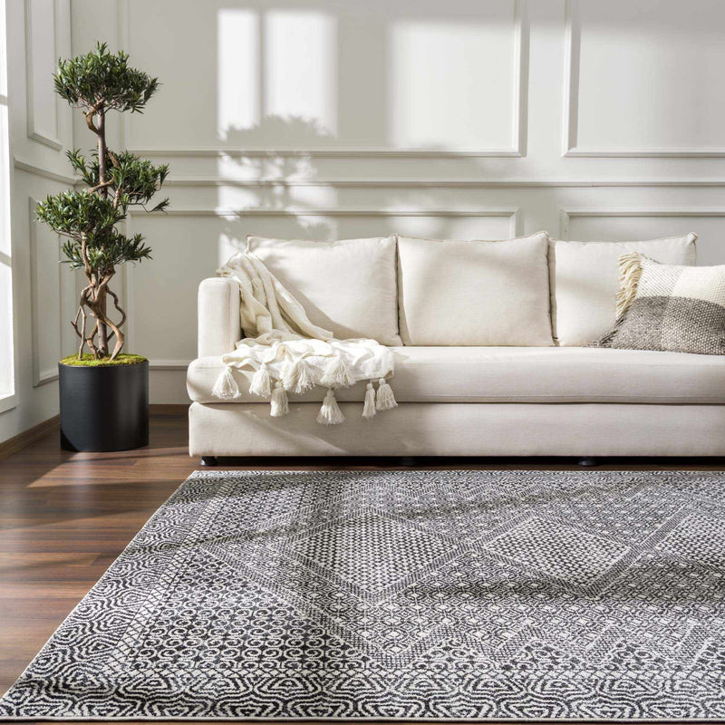 Coledale Black & White Washable Rug - Clearance by Boutique Rugs