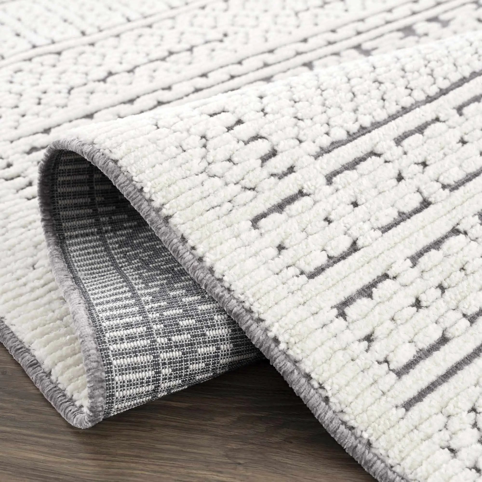 Bahar Cream & Gray Washable Area Rug - Clearance by Boutique Rugs