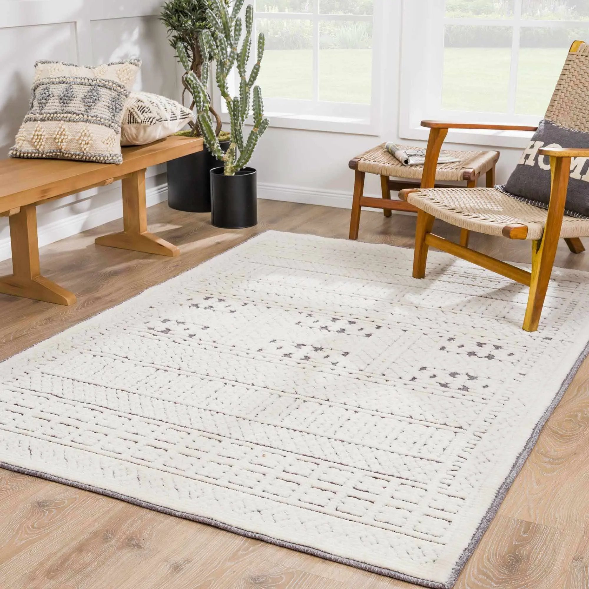 Bahar Cream & Gray Washable Area Rug - Clearance by Boutique Rugs
