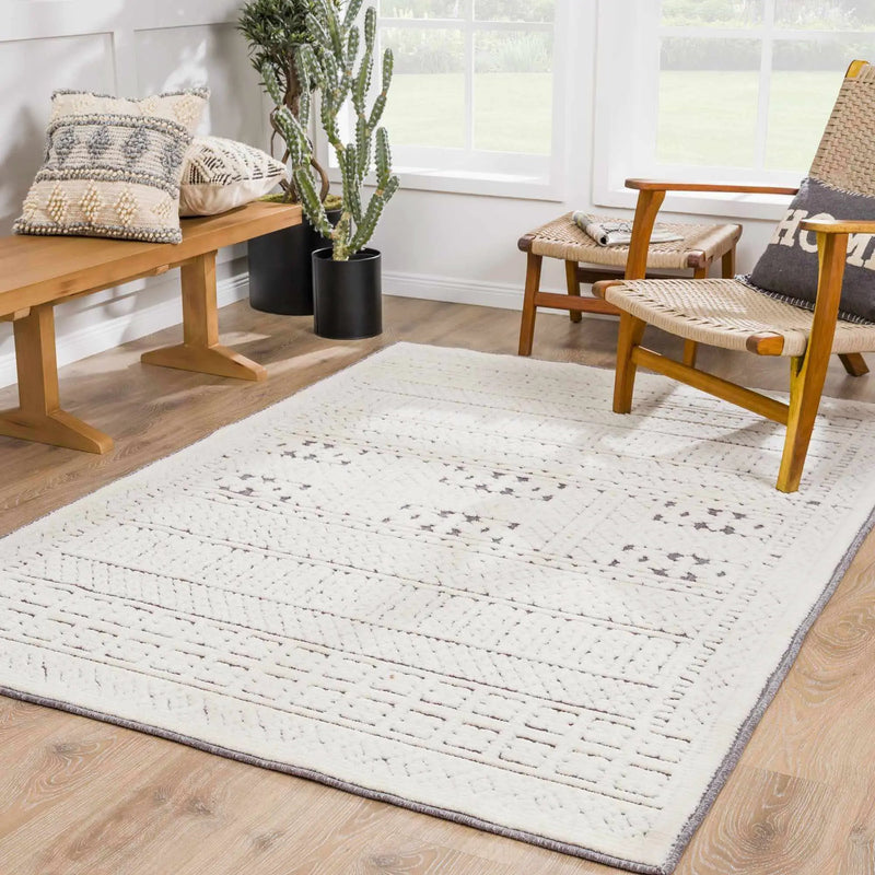 Bahar Cream & Gray Washable Area Rug - Clearance by Boutique Rugs
