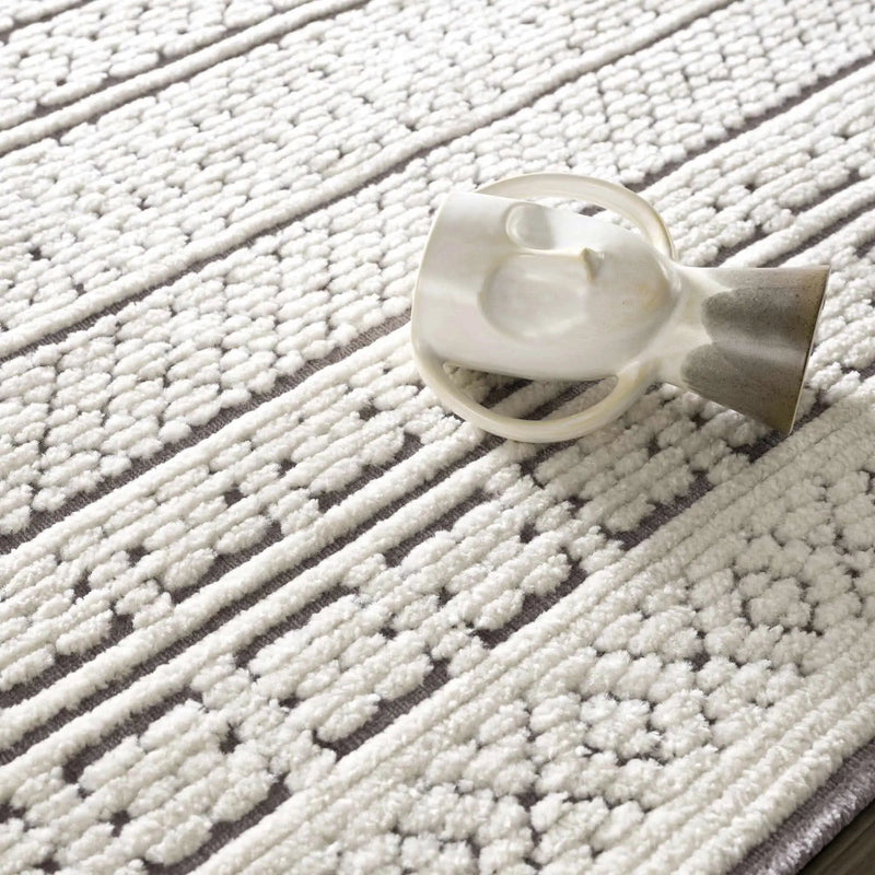 Bahar Cream & Gray Washable Area Rug - Clearance by Boutique Rugs