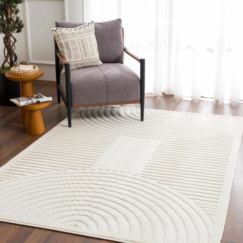 Deron White Washable 3D Rug by Boutique Rugs