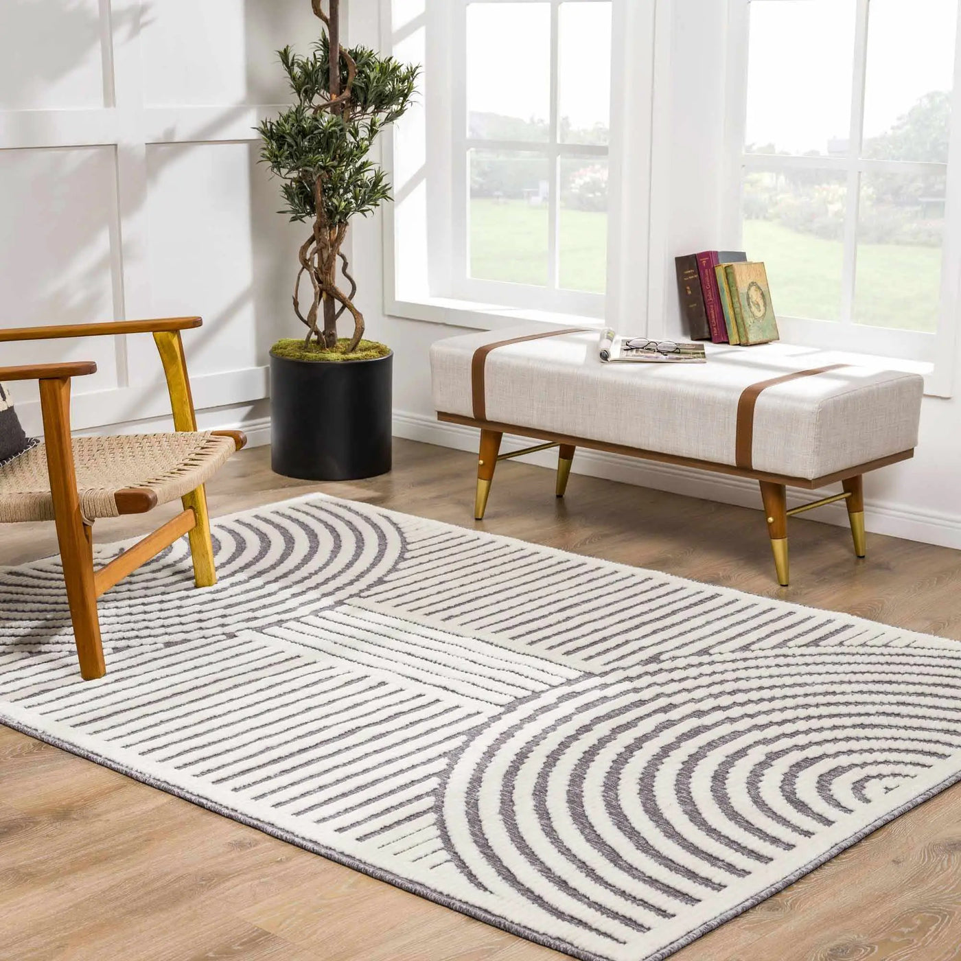 Deron Gray Rainbow Washable Rug by Boutique Rugs