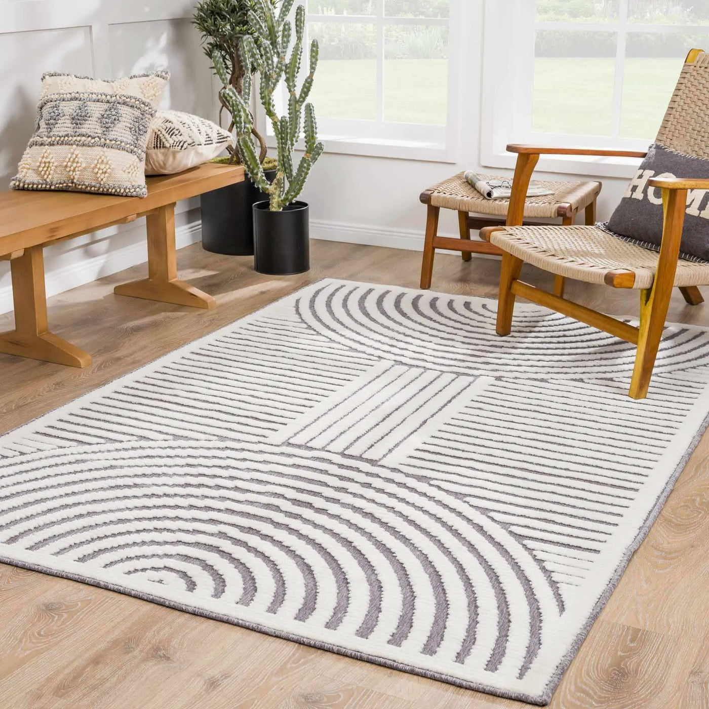 Deron Gray Rainbow Washable Rug by Boutique Rugs