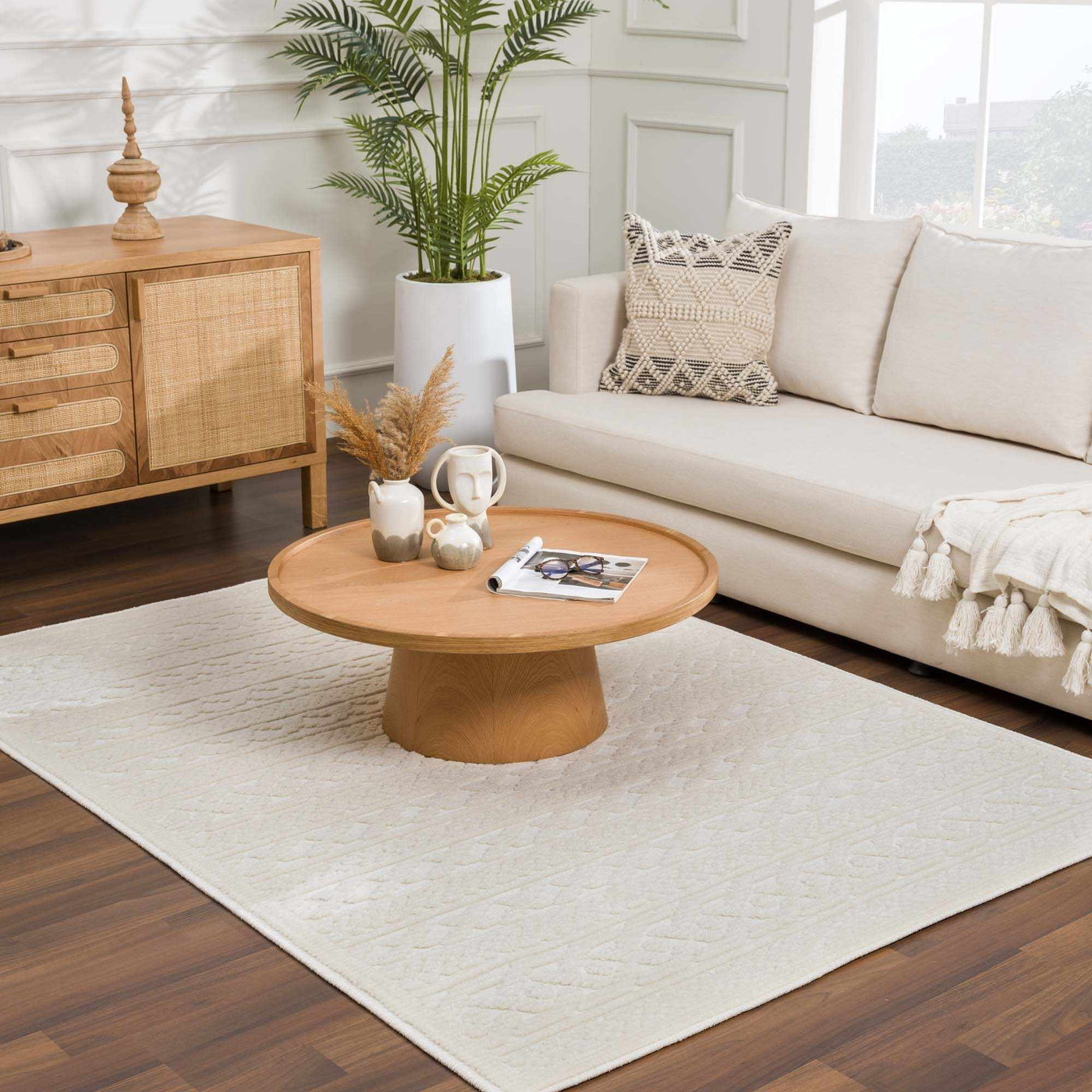 Fadey White 3D Washable Rug by Boutique Rugs