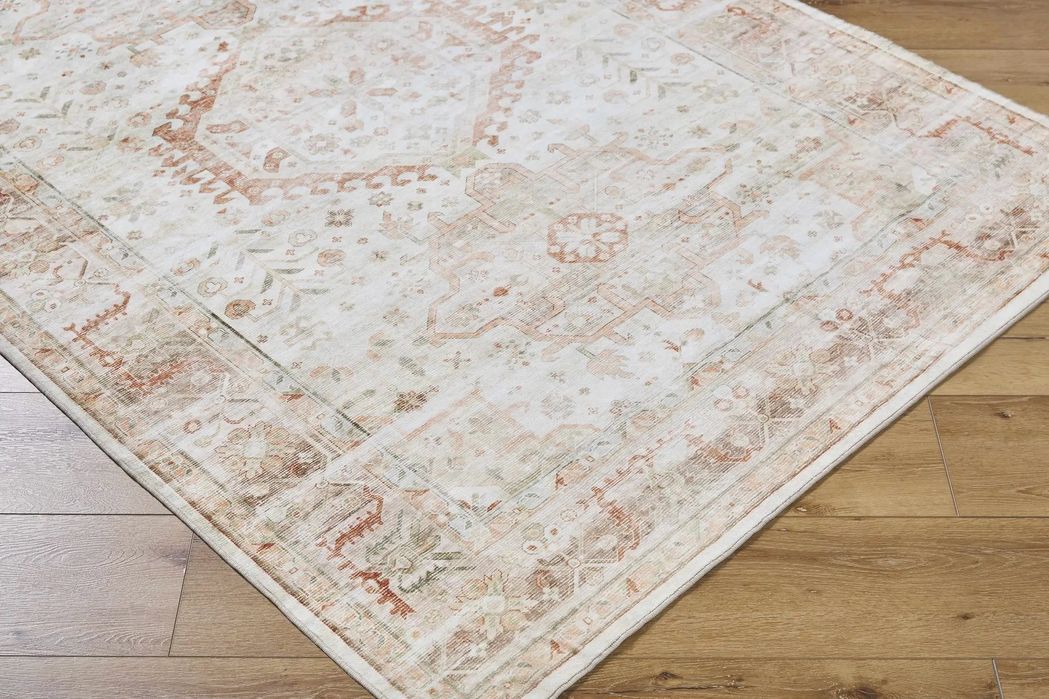Laran Rust Distressed Washable Area Rug - Clearance by Boutique Rugs