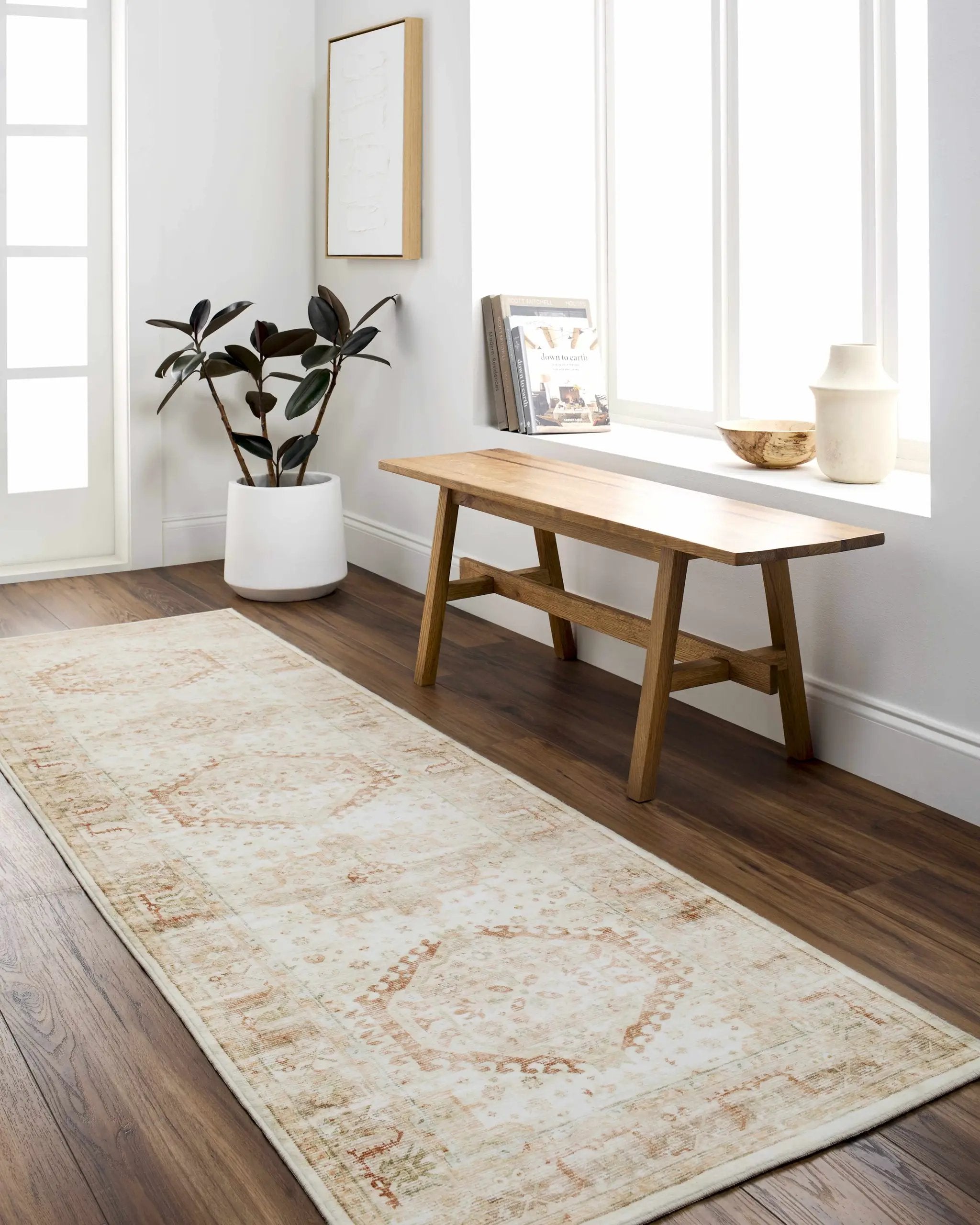 Laran Rust Distressed Washable Area Rug - Clearance by Boutique Rugs