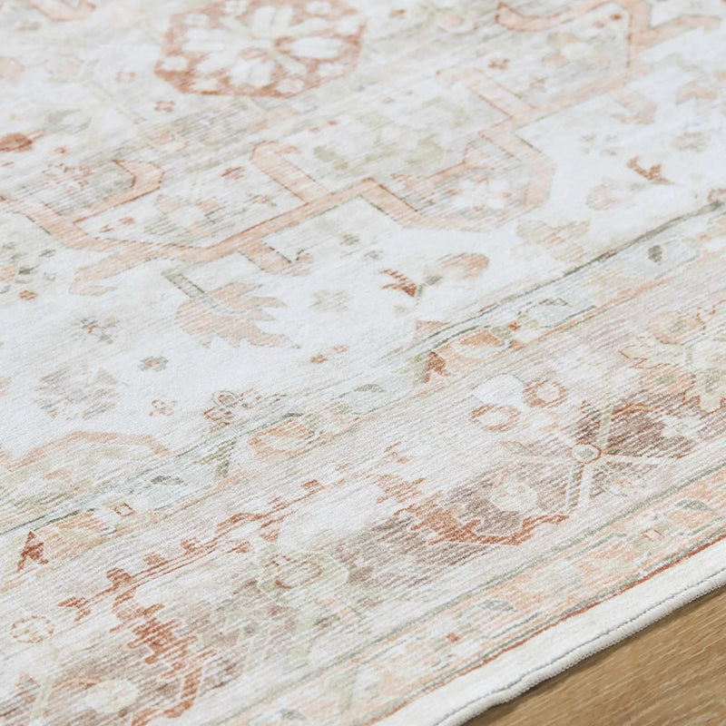 Laran Rust Distressed Washable Area Rug - Clearance by Boutique Rugs