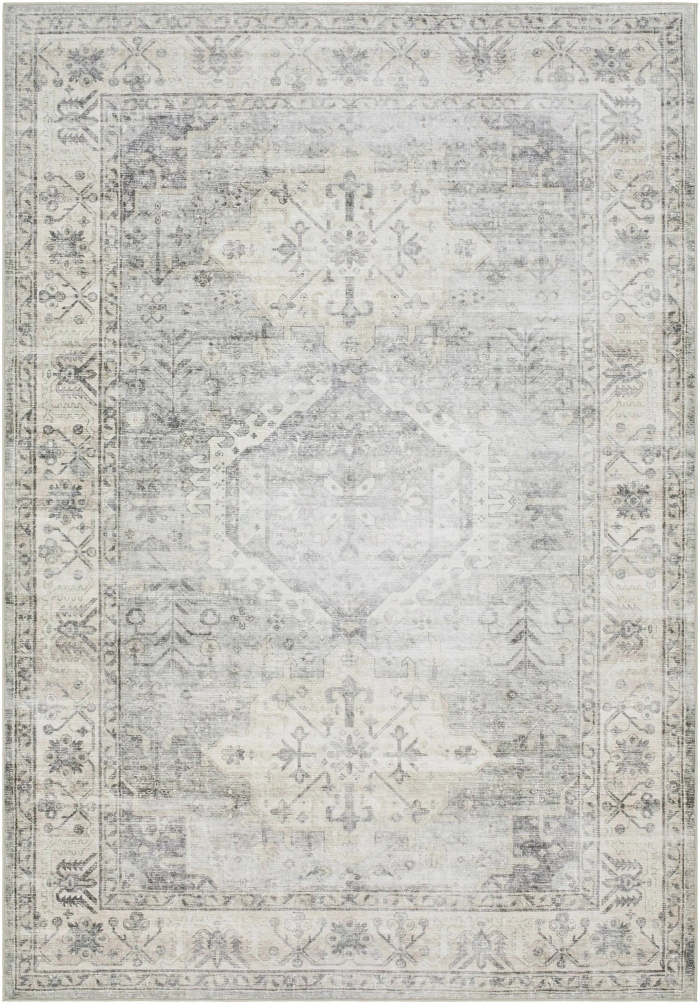 Laran Sage Distressed Washable Area Rug - Clearance by Boutique Rugs