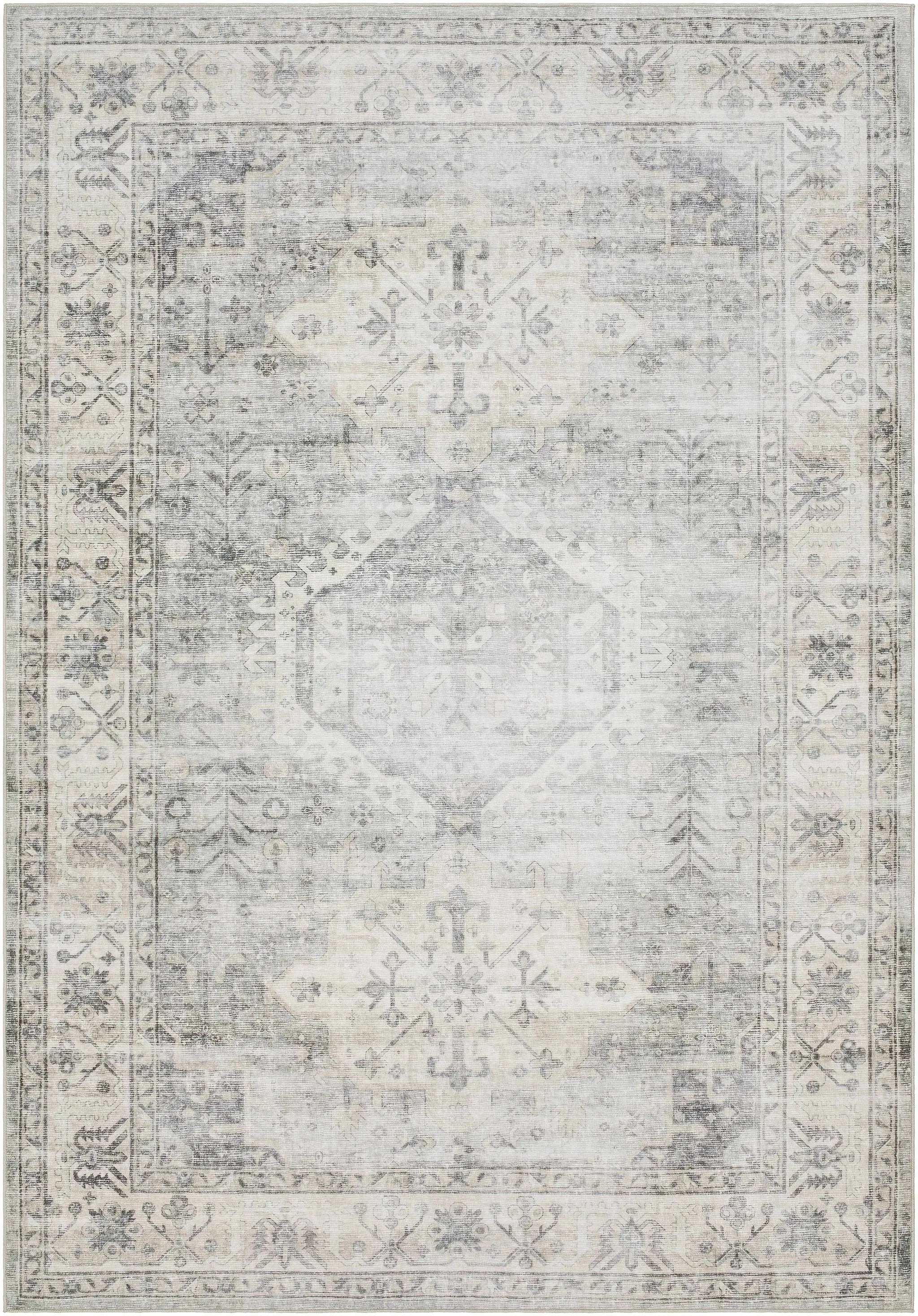 Laran Sage Distressed Washable Area Rug - Clearance by Boutique Rugs