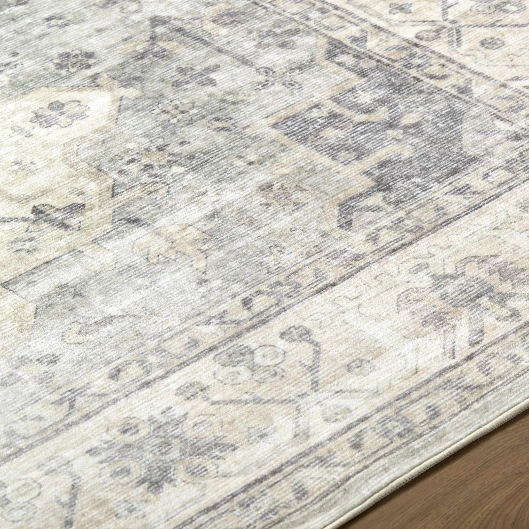 Laran Sage Distressed Washable Area Rug - Clearance by Boutique Rugs