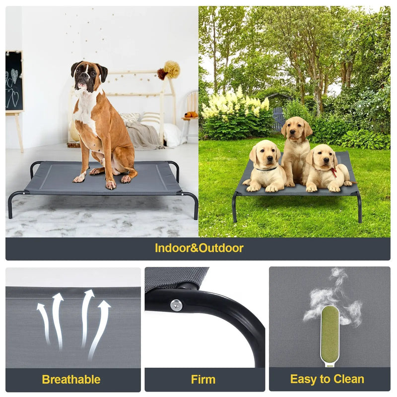 Large Indoor Outdoor Camping Steel Frame Elevated Pet Cot Mat by DirectDeals