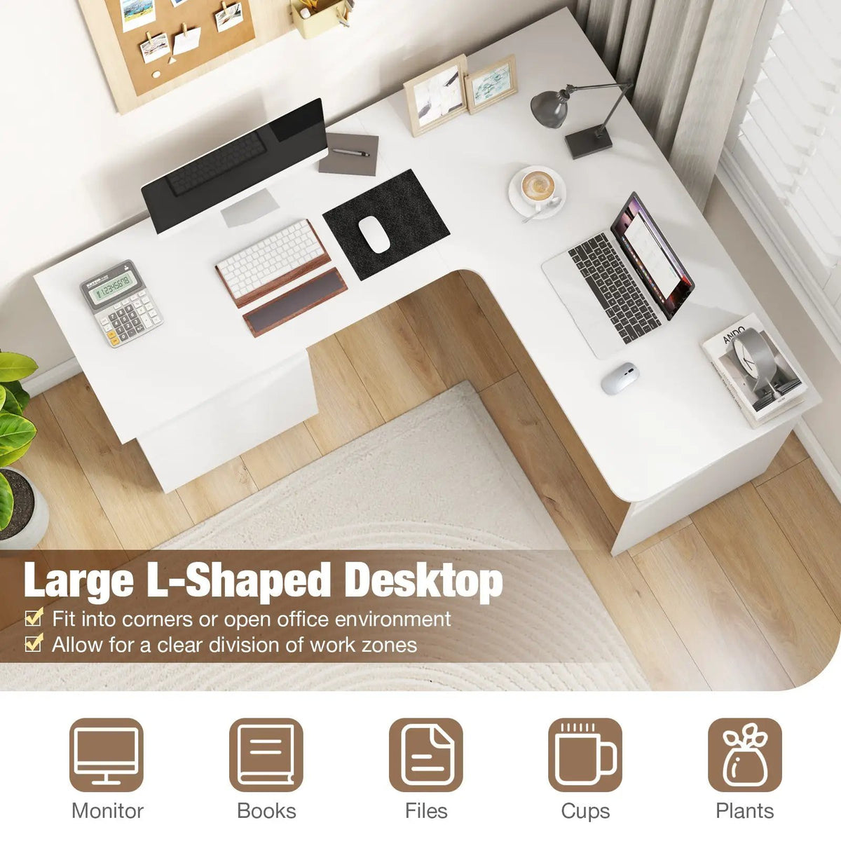 L-Shaped Computer Desk with Letter File Drawer by DirectDeals