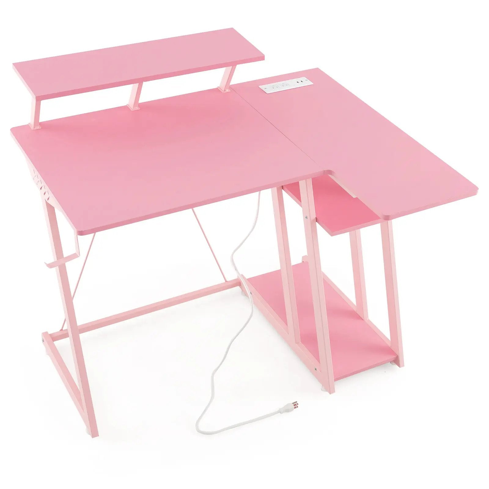 L Shaped Gaming Desk with Outlets and USB Ports by DirectDeals