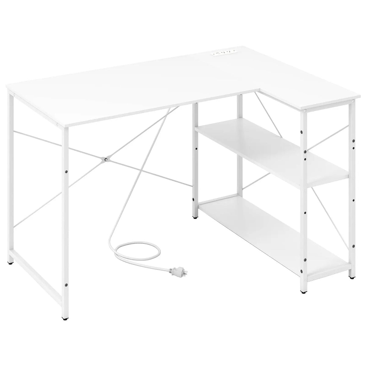 L-shaped 47 Inch Reversible Corner Desk with Adjustable Storage Shelves by DirectDeals