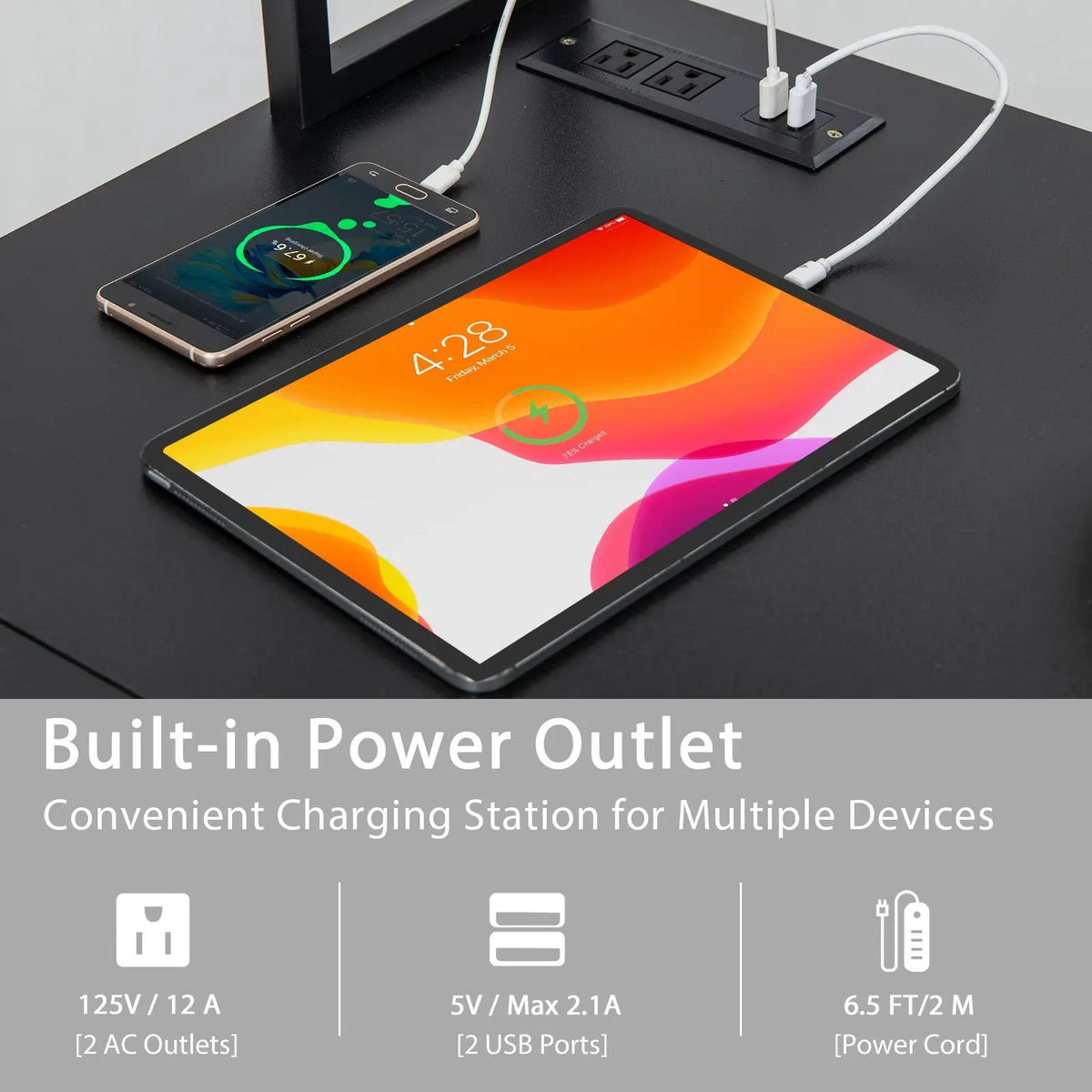 L-shaped Desk with Power Outlet Hutch by DirectDeals