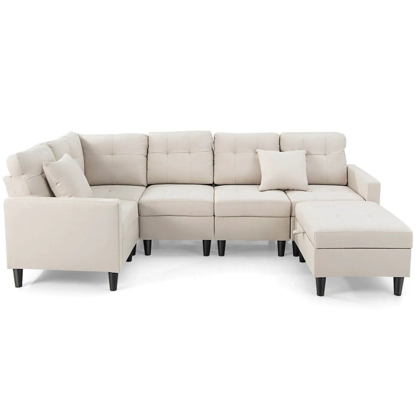 L-shaped Sectional Corner Sofa Set with Storage Ottoman by DirectDeals