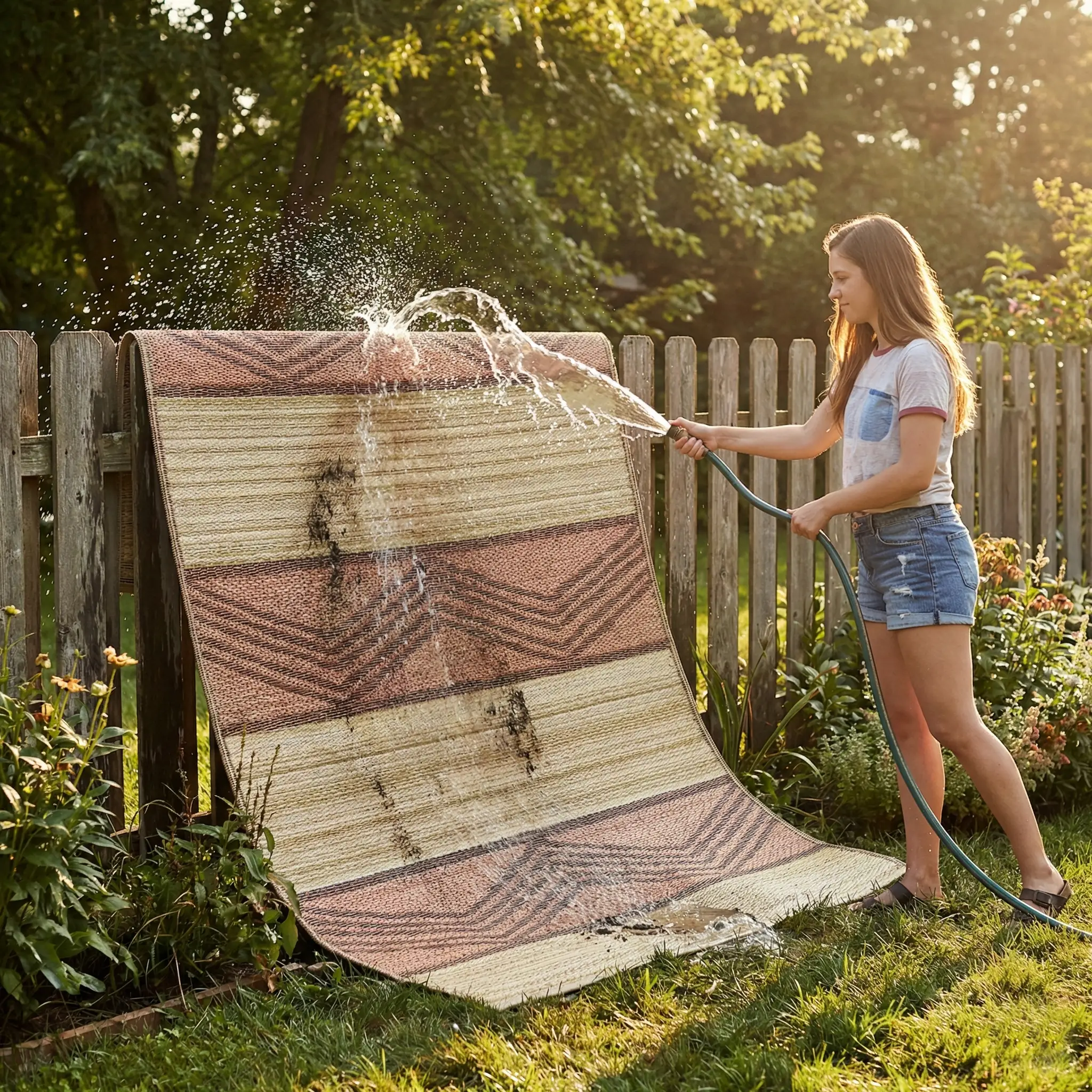 Lagos - Sand & Coral Boho Outdoor Rug for Patio FINAL SALE by Fab Habitat