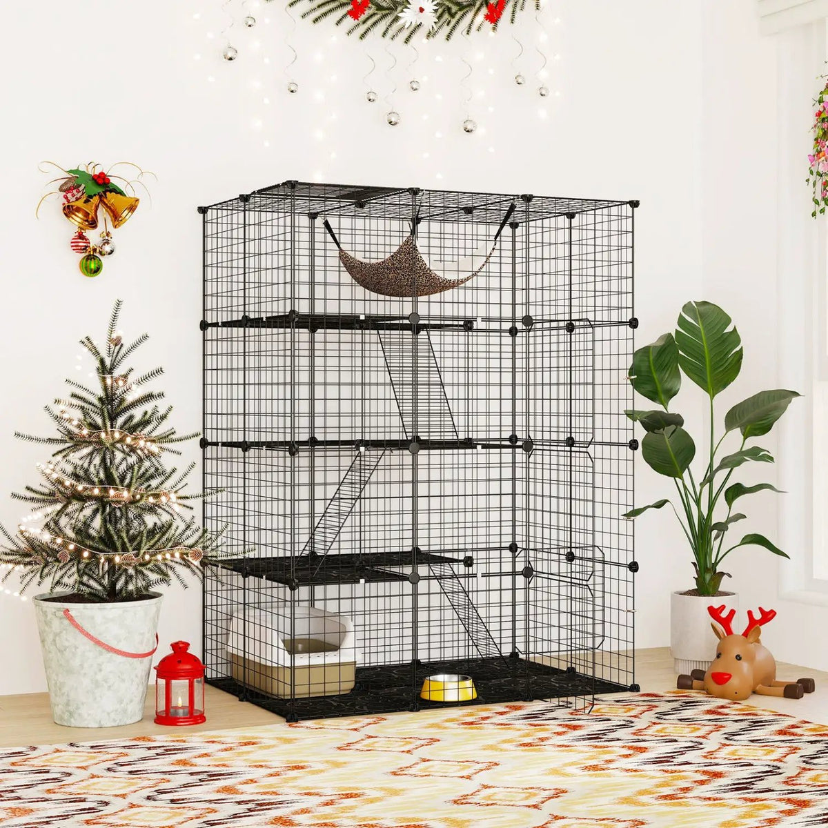 4-Tier Cat Cage with Skylight and Hammock for 1-4 Cats by DirectDeals