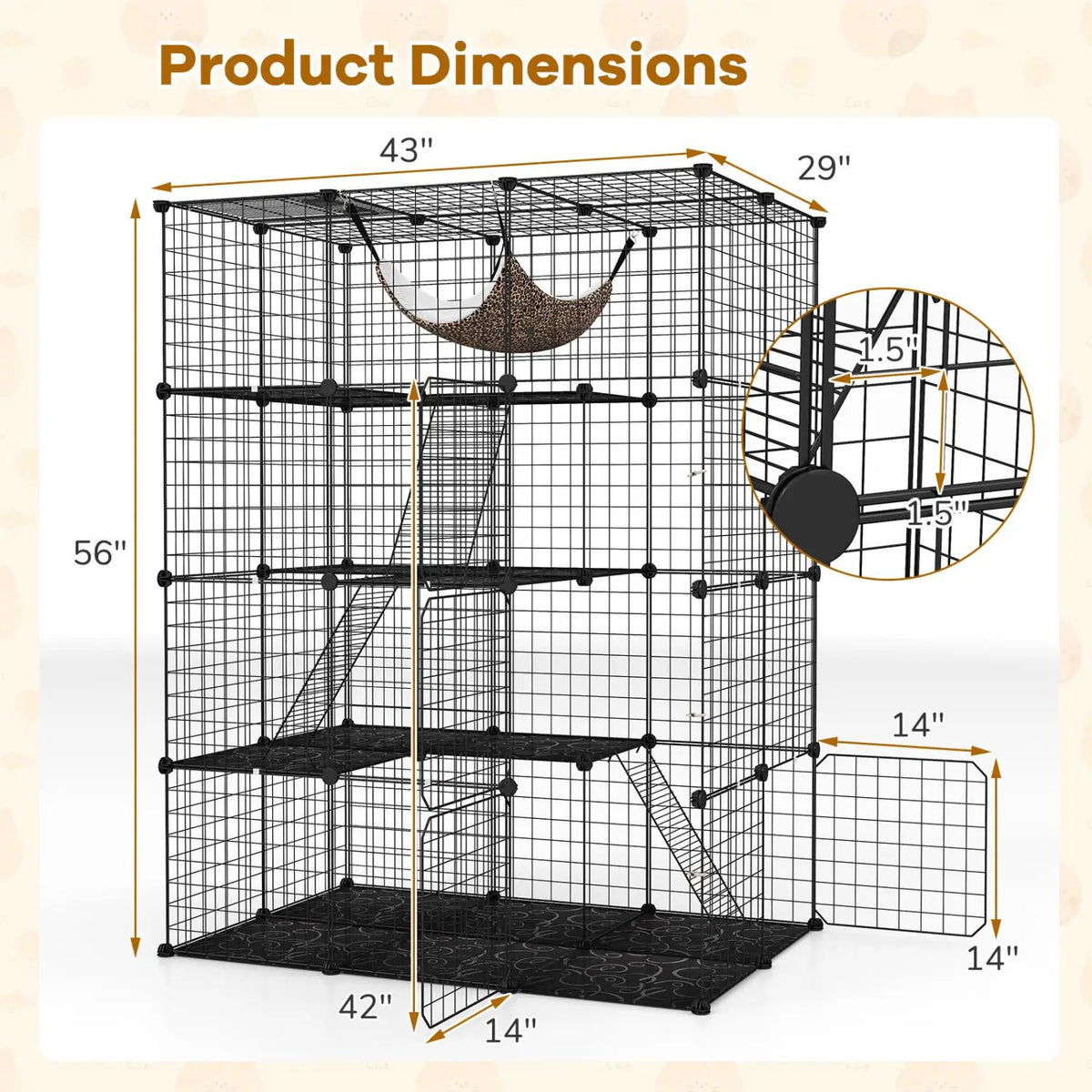 4-Tier Cat Cage with Skylight and Hammock for 1-4 Cats by DirectDeals
