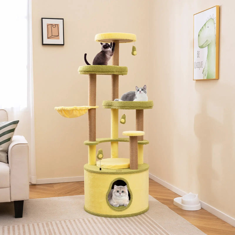 Large Avocado Cat Tree Multi-level Cat Tower with Private Condo-Green by DirectDeals