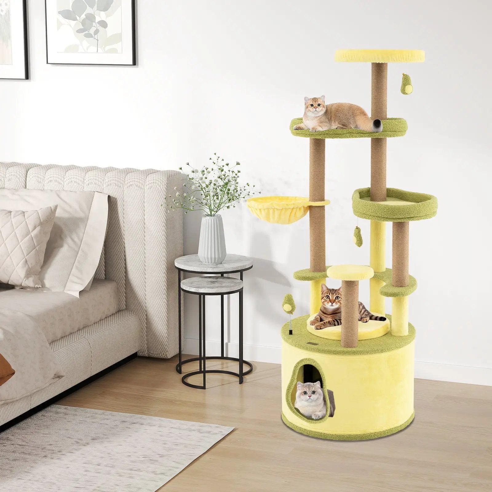 Large Avocado Cat Tree Multi-level Cat Tower with Private Condo-Green by DirectDeals